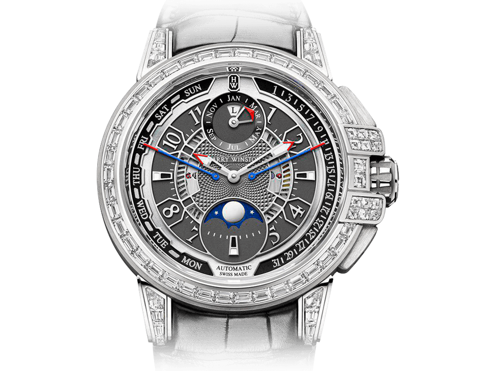 Buy original Harry Winston Ocean 20th Anniversary Biretrograde Perpetual Calendar OCEAPC42WW002 with Bitcoins!