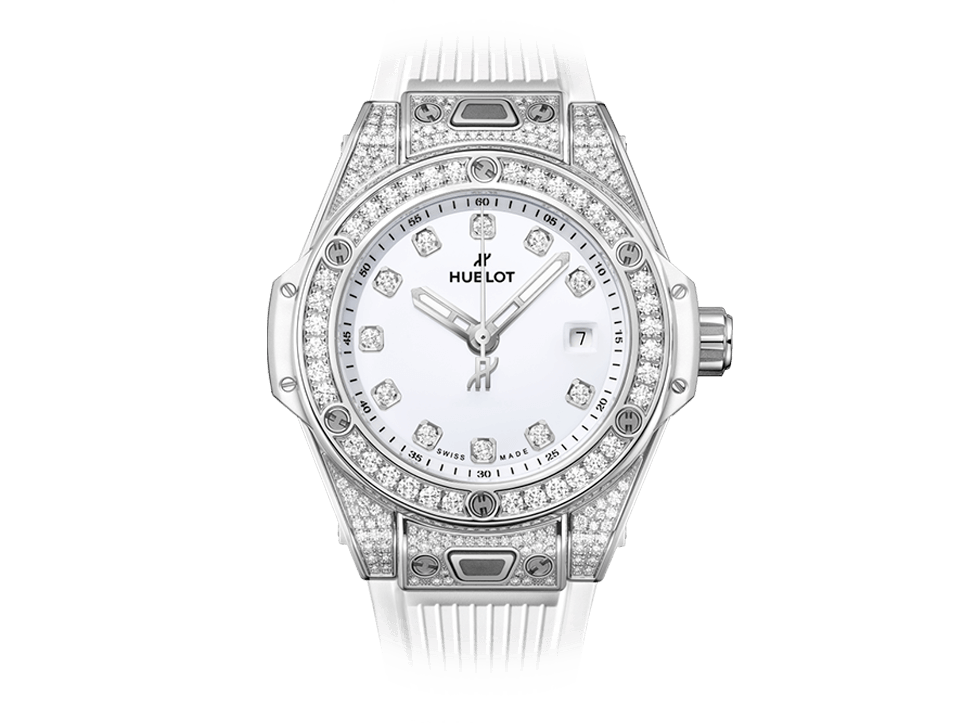 Buy original Hublot BIG BANG ONE CLICK STEEL WHITE PAVÉ 485.SE.2210.RW.1604 with Bitcoin!