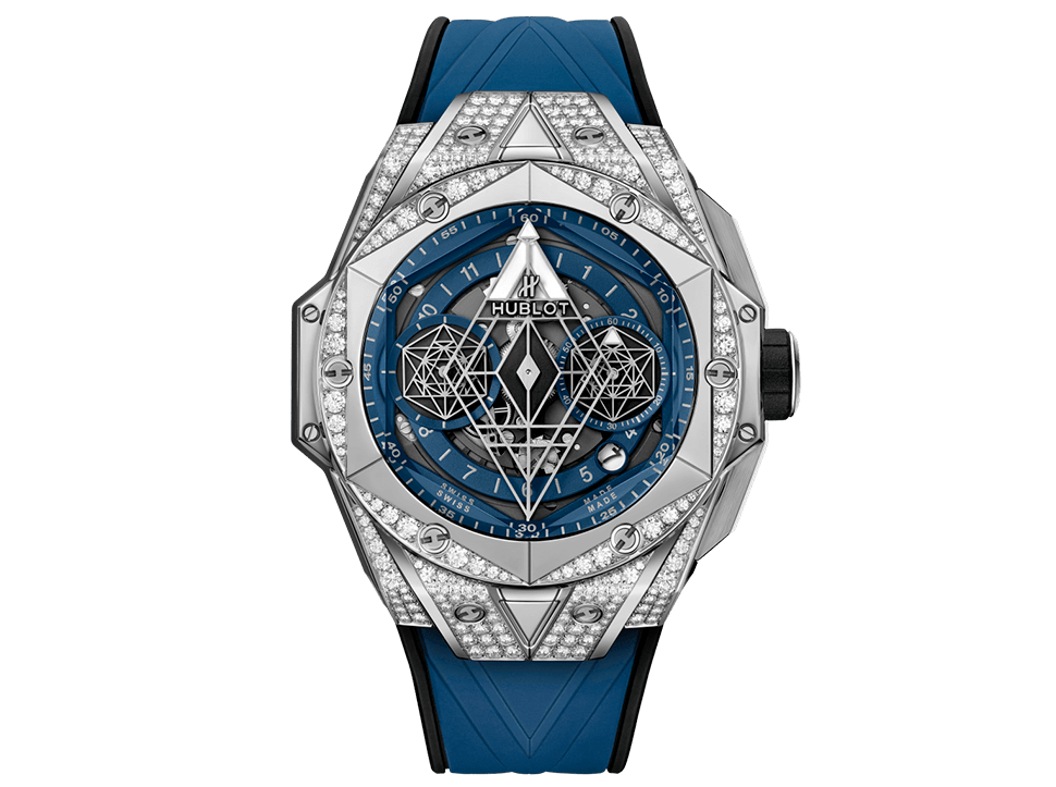 Buy original Hublot BIG BANG SANG BLEU II TITANIUM PAVÉ 418.NX.5107.RX.1604.MXM20 with Bitcoin!